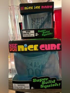 Nice Cube Super Solid Squish Toy - Blue Plus Baby Nice Cube NWB